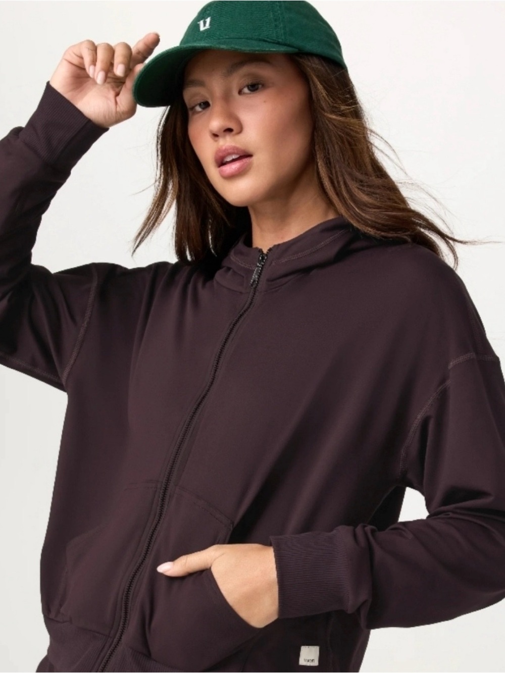 Vuori Fig Modern Athletic Full Zip Front Hoodie Jacket